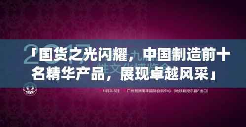 「国货之光闪耀,中国制造前十名精华产品,展现卓越风采」