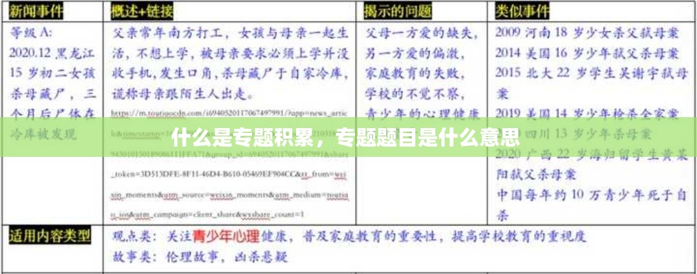 什么是专题积累,专题题目是什么意思